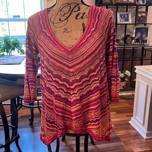 Verve petite large 3/4 length sleeve vneck sweater